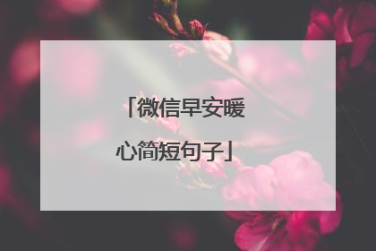 微信早安暖心简短句子