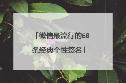 微信最流行的60条经典个性签名