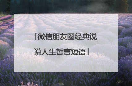 微信朋友圈经典说说人生哲言短语
