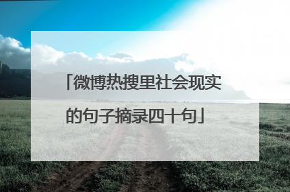 微博热搜里社会现实的句子摘录四十句