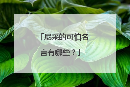 尼采的可怕名言有哪些？