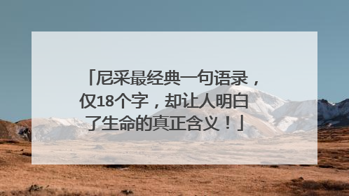 尼采最经典一句语录，仅18个字，却让人明白了生命的真正含义！