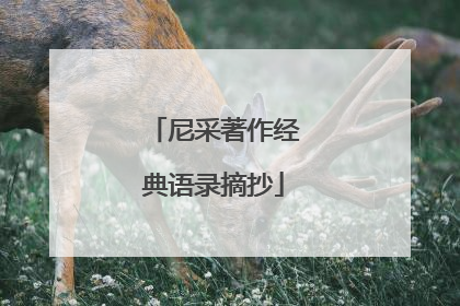 尼采著作经典语录摘抄