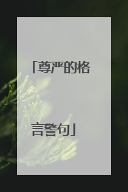 尊严的格言警句