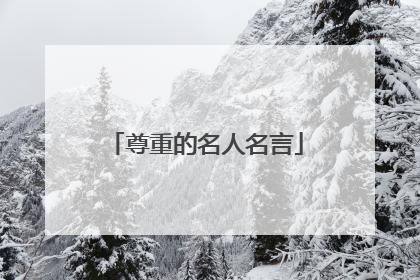尊重的名人名言