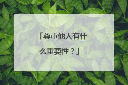 尊重他人有什么重要性?