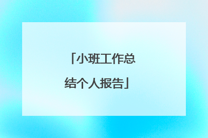 小班工作总结个人报告