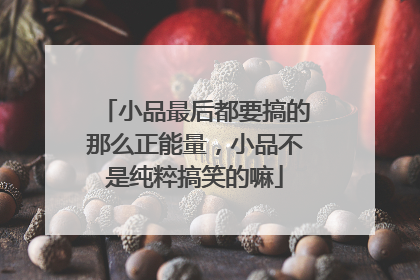 小品最后都要搞的那么正能量，小品不是纯粹搞笑的嘛