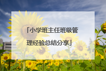 小学班主任班级管理经验总结分享