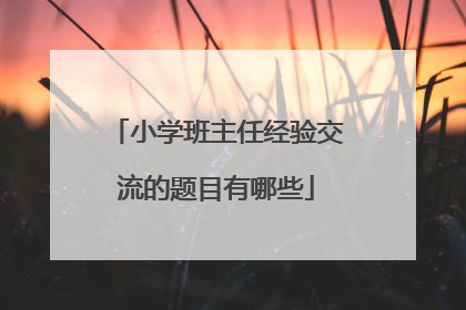 小学班主任经验交流的题目有哪些