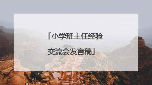 小学班主任经验交流会发言稿
