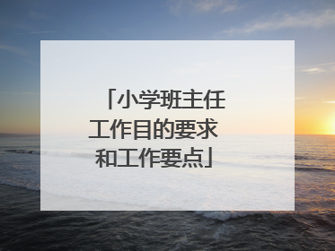 小学班主任工作目的要求和工作要点