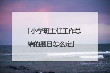 小学班主任工作总结的题目怎么定