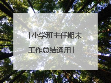 小学班主任期末工作总结通用