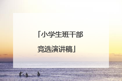 小学生班干部竞选演讲稿