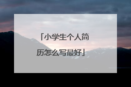 小学生个人简历怎么写最好