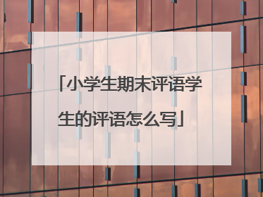 小学生期末评语学生的评语怎么写