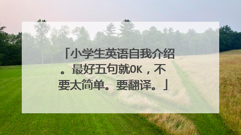 小学生英语自我介绍。最好五句就OK，不要太简单。要翻译。