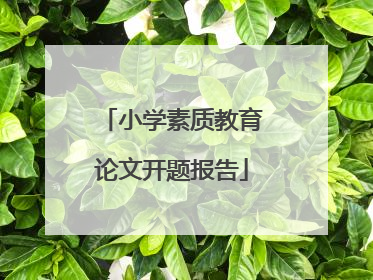 小学素质教育论文开题报告