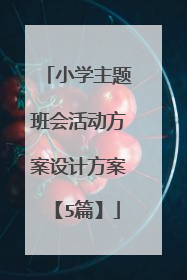 小学主题班会活动方案设计方案【5篇】