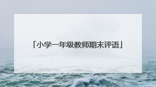 小学一年级教师期末评语
