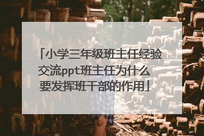 小学三年级班主任经验交流ppt班主任为什么要发挥班干部的作用