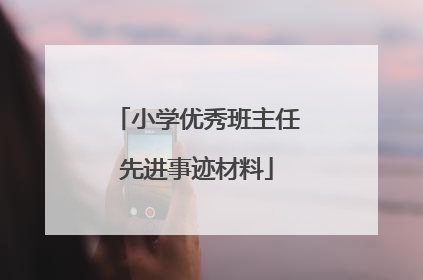 小学优秀班主任先进事迹材料