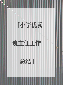 小学优秀班主任工作总结