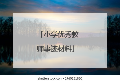 小学优秀教师事迹材料