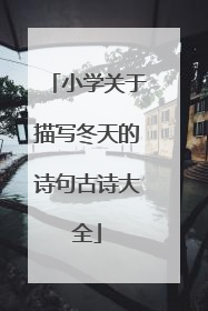 小学关于描写冬天的诗句古诗大全
