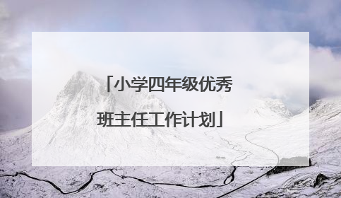 小学四年级优秀班主任工作计划