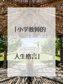 小学教师的人生格言