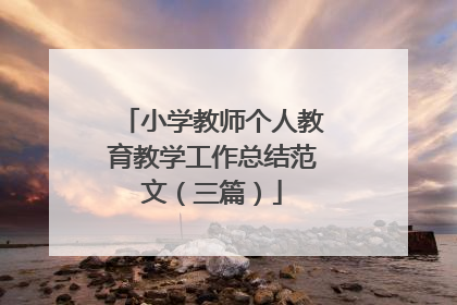 小学教师个人教育教学工作总结范文（三篇）
