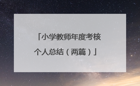 小学教师年度考核个人总结（两篇）