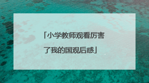 小学教师观看厉害了我的国观后感