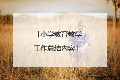 小学教育教学工作总结内容