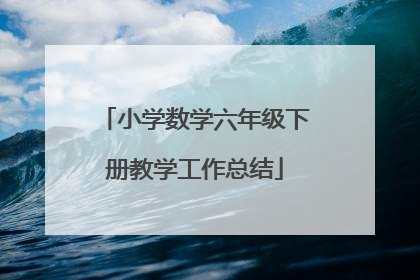 小学数学六年级下册教学工作总结