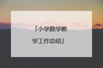 小学数学教学工作总结