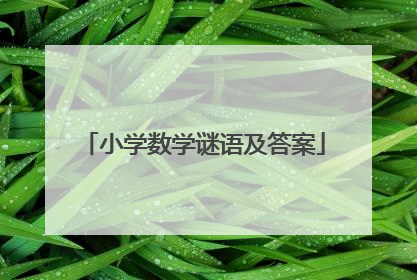 小学数学谜语及答案