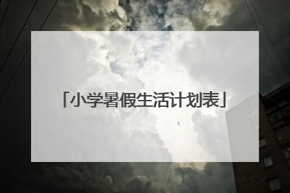 小学暑假生活计划表