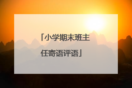 小学期末班主任寄语评语