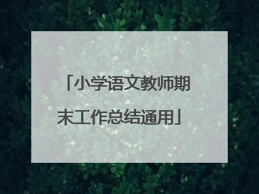 小学语文教师期末工作总结通用