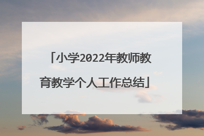 小学2022年教师教育教学个人工作总结