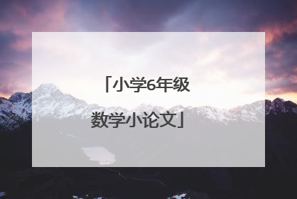 小学6年级数学小论文