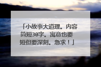 小故事大道理。内容简短30字。寓意也要短但要深刻。急求!