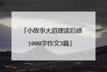 小故事大道理读后感1000字作文3篇