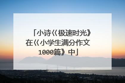 小诗巜极速时光》在巜小学生满分作文1000篇》中