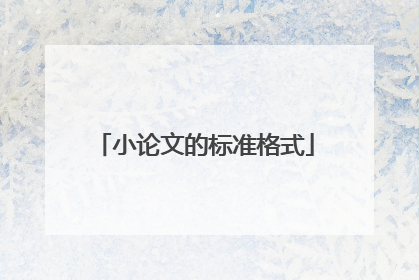 小论文的标准格式