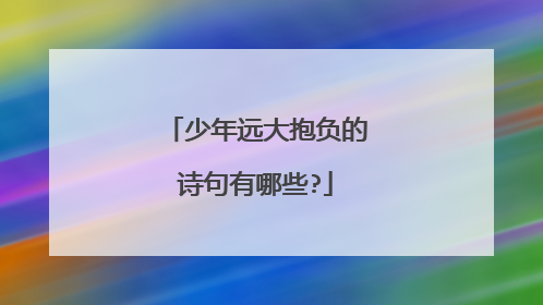 少年远大抱负的诗句有哪些?