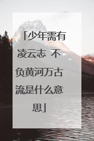 少年需有凌云志 不负黄河万古流是什么意思